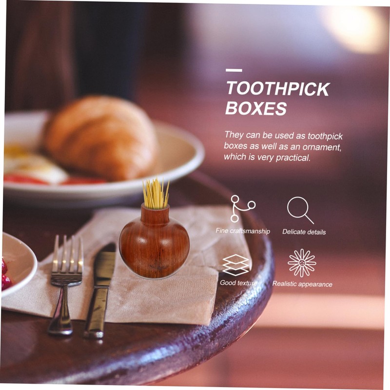 CIYODO Gourd-shaped Creative Toothpick Holder No-wax Wooden Toothpick Dispenser for