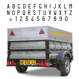 BullTek Full Set of Yellow Number Plate Letters & Numbers Stickers for Trailers, Trailers, Trailers, Trailers, Caravans, Bike Carriers, Regulatory Fonts - "R" Red