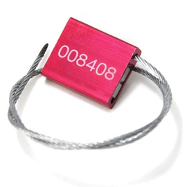 10pcs Numbered Security Steel Cable Seals, Metal Container Seals Aluminum Pull Tight Adjustable Cable, Shipping Label Metal Tags, for Logistics, Truck, Trailer, Cargo Shipping (Red, 10pcs)