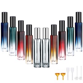 Segbeauty 10pcs Colorful Travel Perfume Bottle, 10ML Multi-color Empty Refillable Glass Perfume Atomizer, 0.34oz Portable Cologne Dispenser Spray Bottle Travel Size Sprayer Perfume Making Container