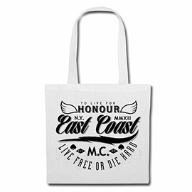 Reifen-Markt Bag Shoulder Bag To Live For Honor East Coast Biker Shirt Motorcycle Chopper Gothic Motorcycle Skull Motorcycle Club Bike Route 66 Shopping Bag School Bag Gym Bag in White, White