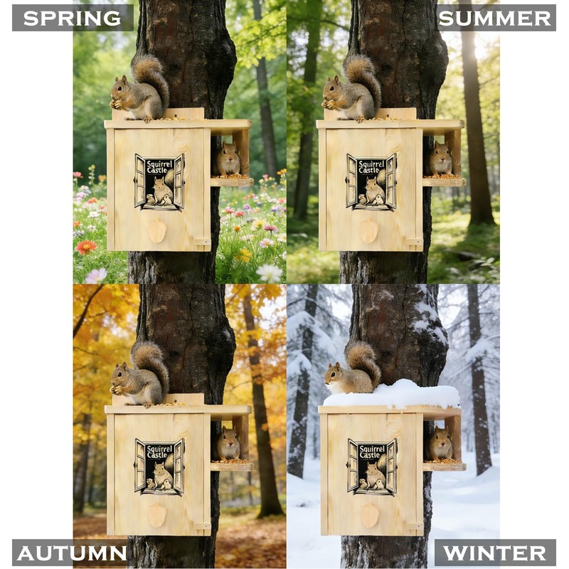 Firmlly Extra Large Outdoor Squirrel House, Wooden Nesting Box