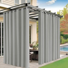 M METERXITY Outdoor Curtains for Patio Waterproof, 150W x 84L Inch Heavy Gazebo Curtains for Outdoor Patio, Porch, Sunlight, Outdoor Blackout Curtains [Grey, Grommet Top]