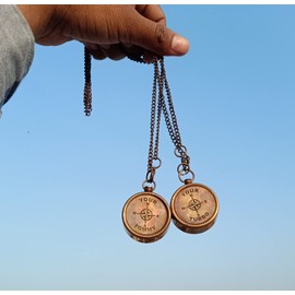 THOR INSTRUMENTS Your Tommy Your Tubbo Compass Necklace Pair - Love Pendent Compass - Your Tubbo Antique Brass Compass Locket Mine Craft