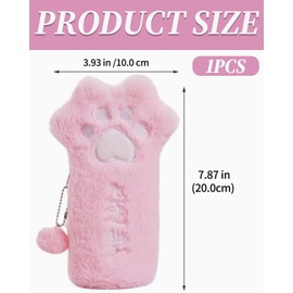 UYRVAPE Plush Pencil Case, Pencil Case Cat, Cat Claws Pencil Case, Kids Pencil Case Cat, Cat Stationery for Girls Boys Teen Gift, Pink, pink