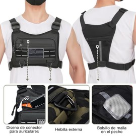 Bolsa de pecho para correr para hombre，Paquete de pecho para exterior impermeable ，Bolsa táctica para correr Multiusos y ligero con soporte para teléfono incorporado y espacio de almacenamiento