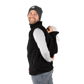Viva la Mama - Baby Vest for Men Made of Warm Fleece - Fjonn, Black - front and back wear