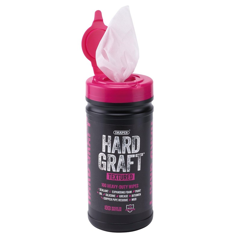 Draper 12435 Hard Graft Multipurpose Textured Wipes (Tub of 100)