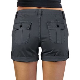 Flamingals Women's Cargo Shorts Low Waist Shorts for Women Trendy Summer Hiking Shorts with Flat Pocket Black 2XL