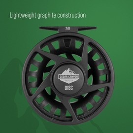 Shakespeare Cedar Canyon Disc Fly Reel - Lightweight Graphite Construction, Adjustable Disc Drag System, Switchable for Left/Right Handers, Smooth Function, Fly Fishing Reel - 3/4