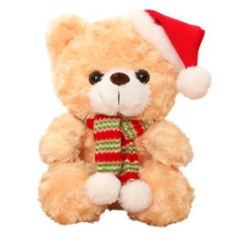 23cm Christmas Teddy Bear Dolls Plush Toy,9" Cute Yellow Christmas Stuffed Teddy Doll Toy,Christmas Plushies,Christmas Collection Cuddly Toy Xmas Soft Toys for Kids Girls Boys Gifts for Christmas