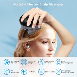 AMIR Newest Cat Massager, Portable Electric Head Massager for Cat, Waterproof Handheld Pet Massager with 4 Massage Heads, Electric Cat Brushes for Pets Relax and Stress Relax