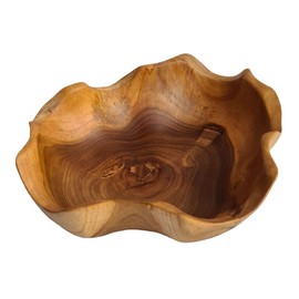Windalf Natural Teak Wood Bowl Cloudy 27 cm Rustic Fruit Bowl Salad Bowl Handmade Wooden