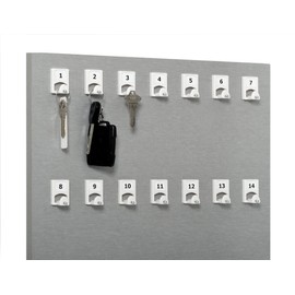 International Stand Company Large Space Key Rack, #21PSE, 21 Numbered Hooks with Extra Space for Large Key Chains and Hidden Wall Hanger (Made in USA)