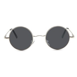 LHSDMOAT Polarised Round Sunglasses Men Women Retro UV400 Sunglasses Vintage Fishing Golf Driving Stylish Hippe Sunglasses, Silver/Gray