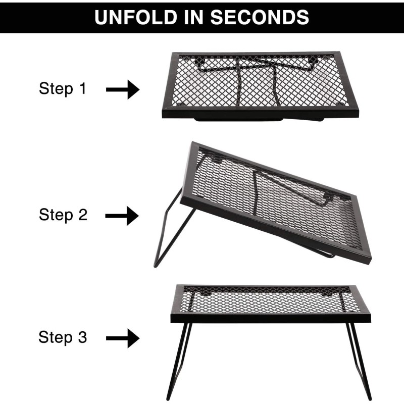 Durable 17"x12.2" Folding Campfire Grill – Ideal for Outdoor Cooking