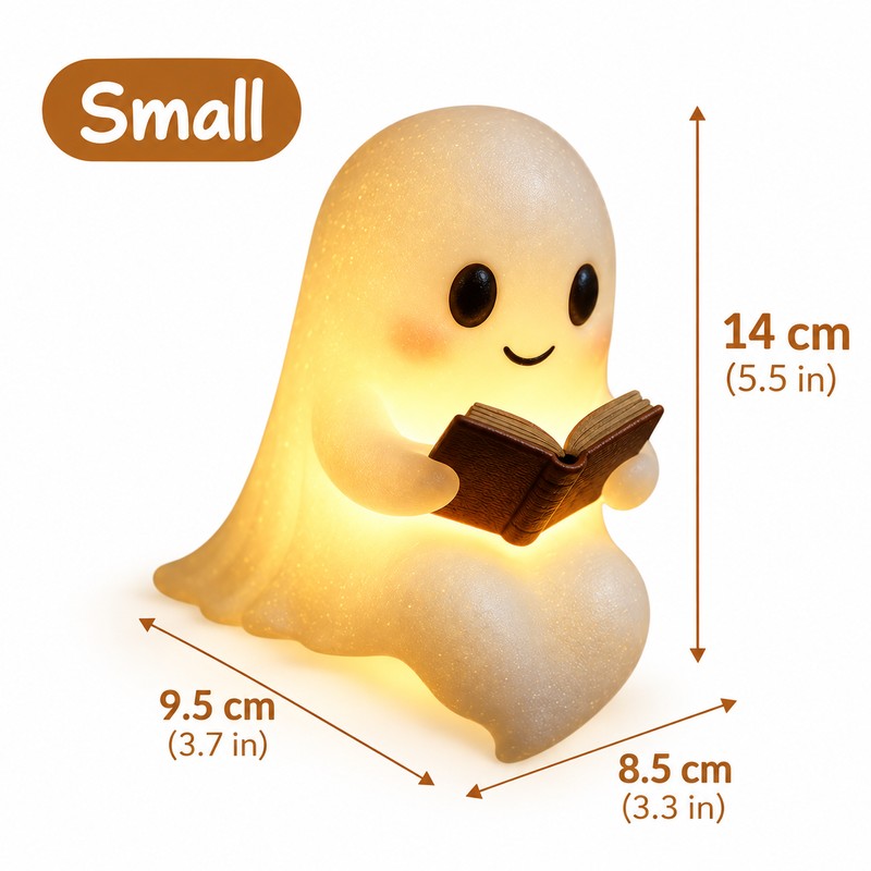 Ghost Reading Night Light for Halloween Decor – Cute Resin