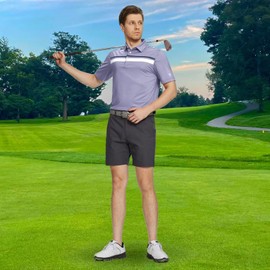 M MAELREG Mens Golf Shirts Dry Fit Short Sleeve Fashion Print Striped Casual Short Sleeve Collared Golf Polo Shirts