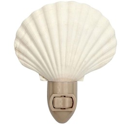 Nautical Crush Trading Seashell Night Light – Beach Night Light with White Clam – Shell Light for Bathroom – Sea Shell Lamp – Seashell Lamp Plug Into Wall