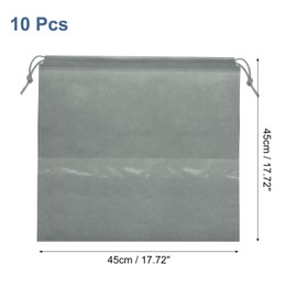 uxcell Shoe Bags for Travel, 10Pcs 18" - Nonwoven Fabric Travel Shoe Bag, Drawstring Clothes Storage Bag with Transparent Window, Travel Accessories for Men and Women Packing (Grey)