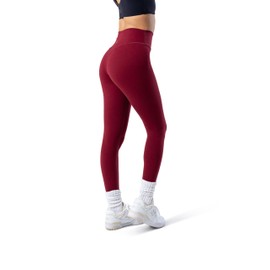 Kamo Fitness Serenity 25" No Front Seam 7/8 Leggings High Waisted Yoga Pants for Women, Soft Workout Pants Compression Leggings with Tummy Control (Ruby Wine, M)