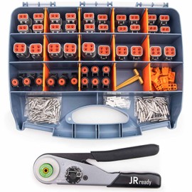 JRready DTP&DTHD Deutsch Connector Crimp Tool Kit ST6361 Contains DTP 2,4 Pin and DTHD 1 Pin Automotive Electrical Connectors with 12# Solid Contacts and Deutsch Crimp Tool ACT-HDT-12DTP