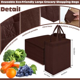 Windyun 200 Pcs Reusable Tote Bag Bulk 8 x 10 x 4 Inch Non Woven Grocery Bag with Handle Reusable Shopping Bag Christmas gift(Brown)