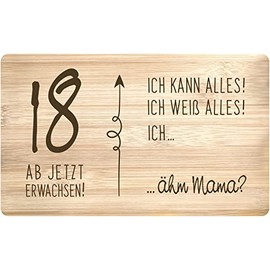 Tassenbrennerei Breakfast Board – 18 Adults from Now – Gift for Birthday – Real Wood Made in Germany – Board Funny Birthday Gift