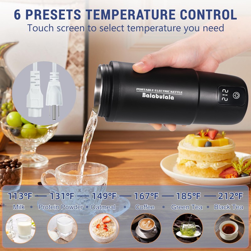 Balabulala Travel Electric Kettle, Portable Water Heater with Waterproof Silicone