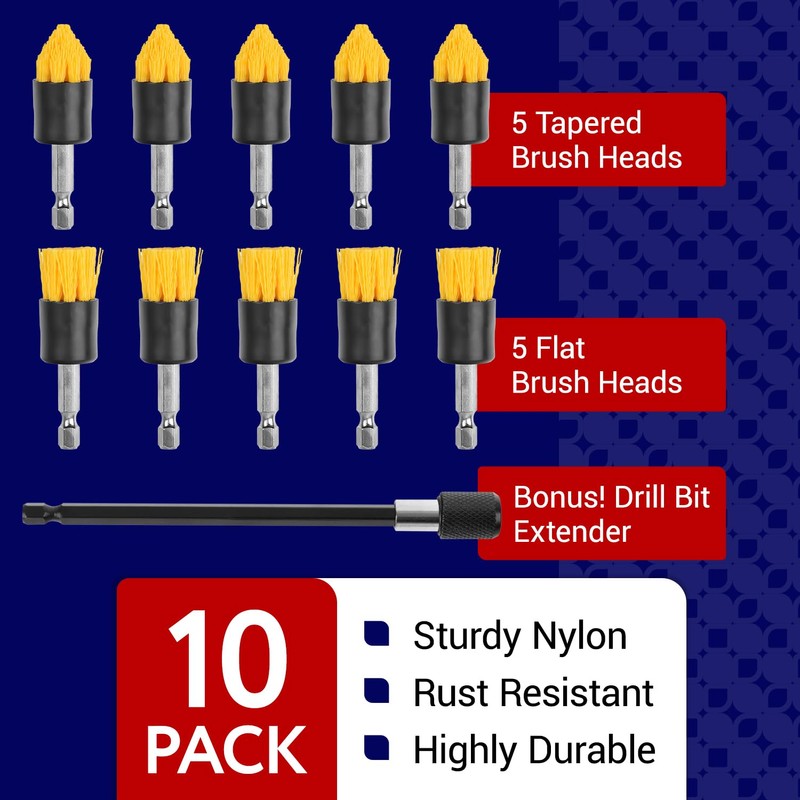 Impresa Drill Brush Attachment Set - Pack of 10, 5