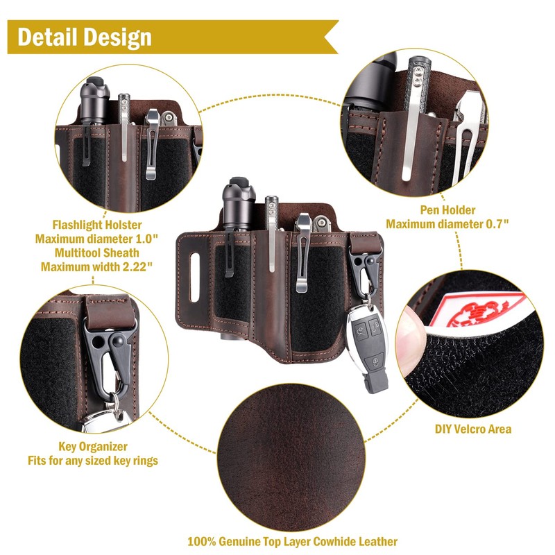 VIPERADE PL3 Multitool Sheath, Leather Sheath with DIY Patch Area,