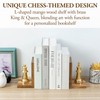 MyGift Decorative Chess Bookends Heavy Duty Mango Wood and Brass