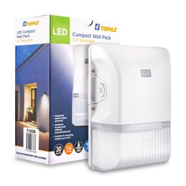 Topaz F-WPC/20W/CTS/WH-96 Compact Wall Pack LED, White Finish, Dusk to Dawn, Photocell IP65 Rated Waterproof LED - CCT Selectable, 3000K, 4000K, 5000K, 200W Incandescent Replacement