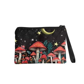 chaqlin Purse Change Purse for Women Travel Cosmetic Bag Small Purse Bag with Strap Zip, mushroom moon, coin pocket
