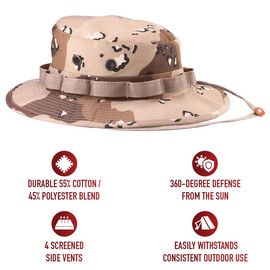 Rothco Camo Boonie Hat - Ultimate Sun Defense for Outdoor Adventures - 6-Color Desert Camo – 7 1/2