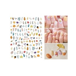 Fall Leaf Turkey Nail Sticker Thanksgiving Pumpkin Autumn Maple Squirrel Fruit Wg352 Nail Wraps Stickers Manicure Supplies for Women Nails Full Long Lasting Easy Apply and Remove