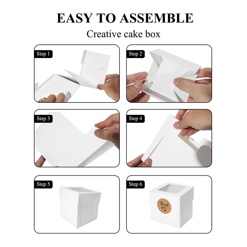 COTOPHER 15Pcs Mini Cake Boxes, 4x4x4 Inches Bakery Boxes with