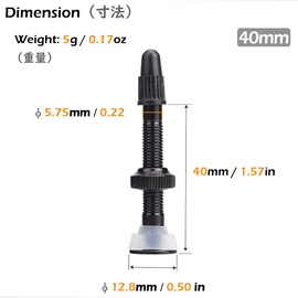 TRIWONDER Bicycle Tubeless Presta Valves Stem 40mm 60mm Aluminum Alloy Bike Vacuum Tire Nozzle Fits Most Rims (Black, 40mm - 2 Pack)