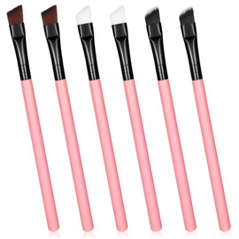 6 Pcs Eyeliner Brush Set, Angled Fine Ultra Thin Precision Liner and Eyebrow Makeup Brushes, Professional Slanted Synthetic Bristles Eyeliner Tool Eyebrow Brushes for Gel, Liquid (Pink)