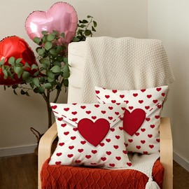 AACORS Valentine's Day Pillow Covers 18X18 Set of 2,Love Heart Decorations Holiday Farmhouse Decorative Pillow Case Decor for Sofa Couch AK041-18