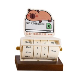 Milageto Rotary Perpetual Desk Calendar Standing Calendar Wooden Wheeling Calendar Wood Calendar for Restaurant Office New Year Gift