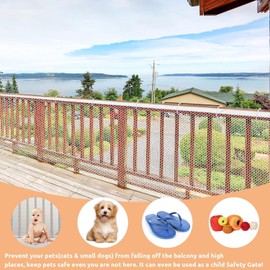KuyatE Cat Balcony Fence net, 10x2.6 feet Anti-Fall net PET Children's Balcony Fence net, pet Safety net Balcony Screen, Crib Stairs Terrace Balcony Railing Cover, Suitable for Children and Pets