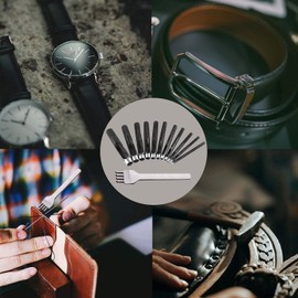 12Pcs Round Hollow Leather Punch 1-10mm Leather Hole Punch Set with 4 Prong Chisel Leather Craft Punching Tools for Leather Watch Band, Leather, Gasket Belt