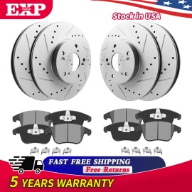 TOVASTY Front & Rear Disc Brake Rotors + Brake Pads for Nissan Rogue 2014 2015 2016 2017