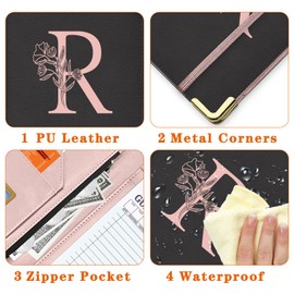 YeeCASE Server Book, Alphabet Waitress Book for Waitress, Leather Waitess Book with Zipper Pocket, Server Manual Checkbook Fits Server Apron (R)