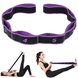 Yoga Stretch Strap, Stretching Band Strap with 8 Intensity Levels, Fitness Elastic Band, Segmented Resistance Band for Yoga, Latin, Pilates, Dance, Fitness