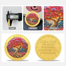 Pink Tree of Life Sobriety Coin | Through Struggles AA Coin - AA Chip NA Medallion with Inspirational | Alcoholics Anonymous Gifts for Men Women Anniversary in Narcotics Anonymous Recovery Gifts