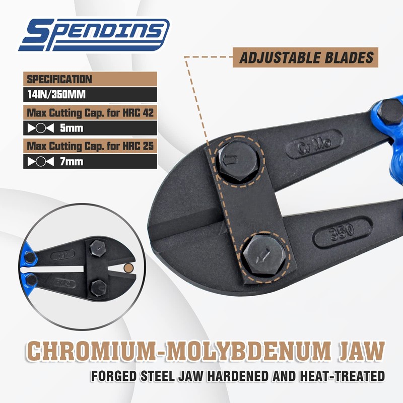 SPENDINS Bolt Cutter with Drop Forged Cr-Mo Alloy Steel Blades,with