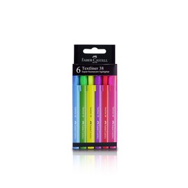 Faber-Castell Textliner 38 Super-Fluorescent Highlighter Pen - Assorted Color (Pack Of 4/6/8), Vivid Colors, Clipped Holder, Lightweight & Slim Design (6)