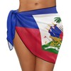RYQAO Swim Cover Up for Women Sarong Coverups Beach Sheer Short Bathing Suit Wrap Skirt, Haiti Flag, One Size